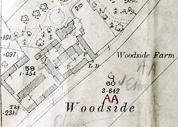 Woodside Farm on a map of 1901